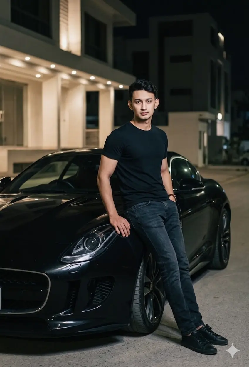 Boys Gemini Prompt With Jaguar Car Pose3 Minimalist Sophistication