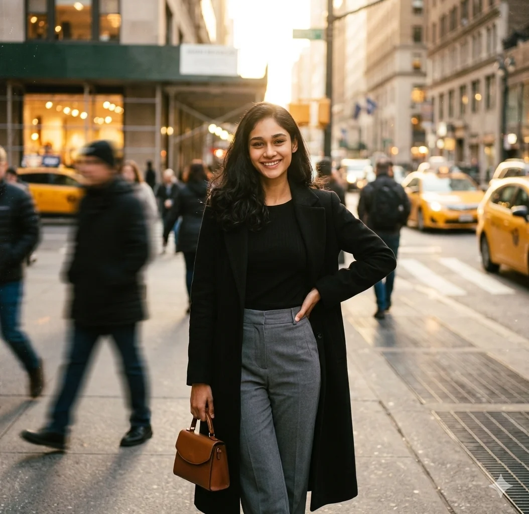 Cinematic Urban Portrait in Golden Hour Light
