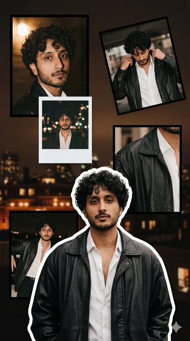 Dark Leather Jacket Cutout Collage Gemini AI Photo Prompt for Men