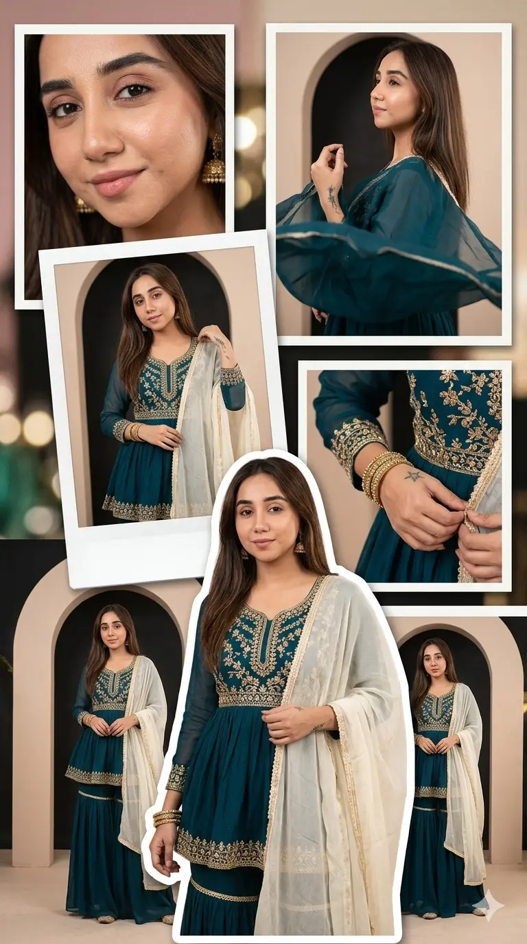Gemini AI Photo Prompt for Girls Modern Desi Fusion Collage