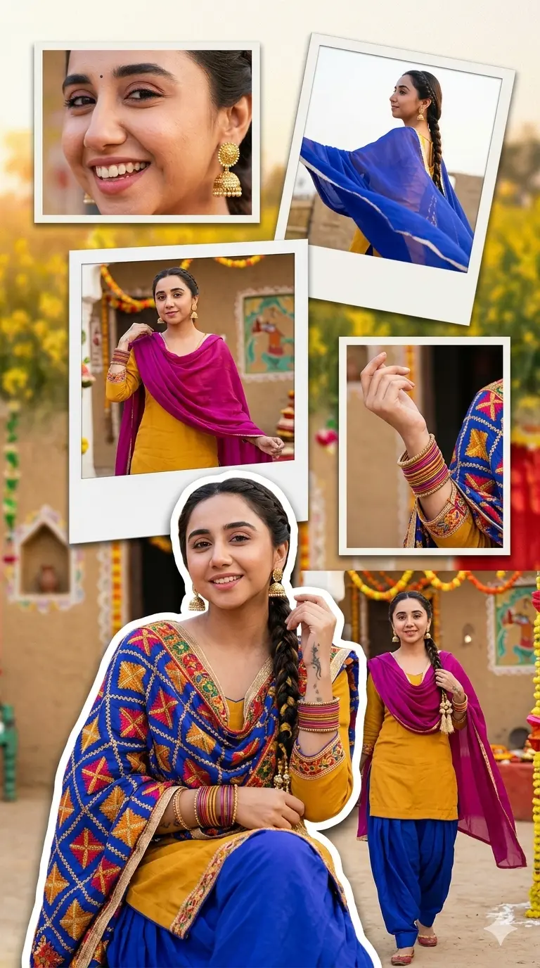 Gemini AI Photo Prompt for Girls Punjabi Patiala Suit Collage