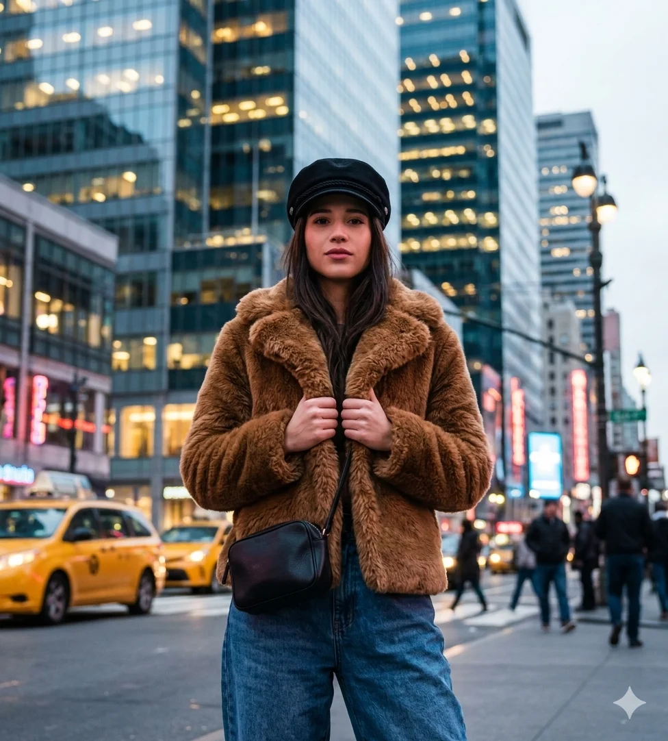 Standing Confidently with Both Hands on the Coat