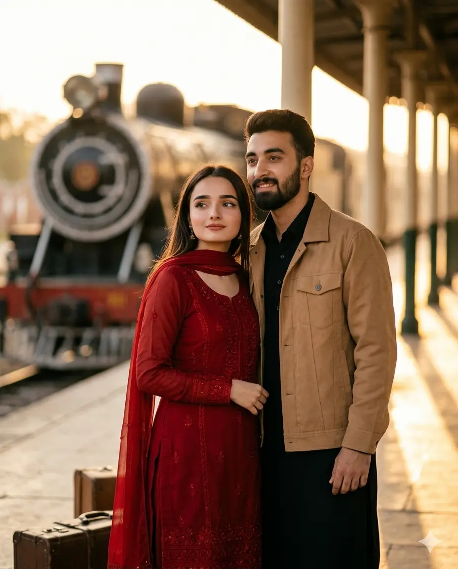 Gemini Couple Photo Prompt Railway Romance