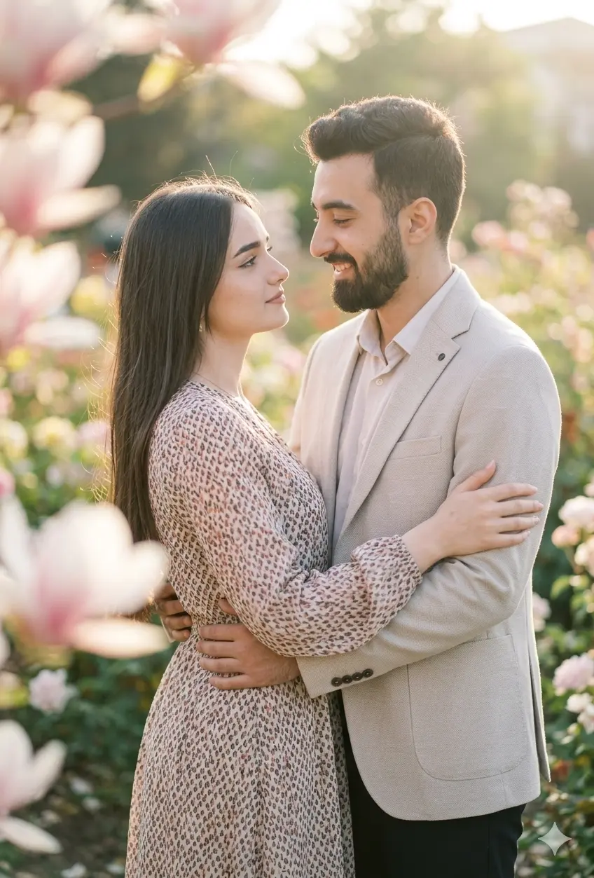 Gemini Couple Photo Prompt for Garden Portrait