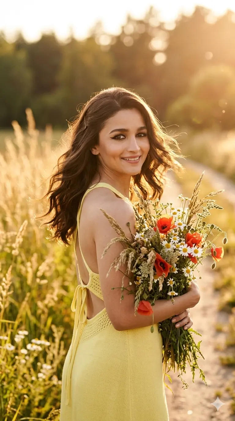 Gemini Golden Hour Cinematic Meadow Portrait for Girls