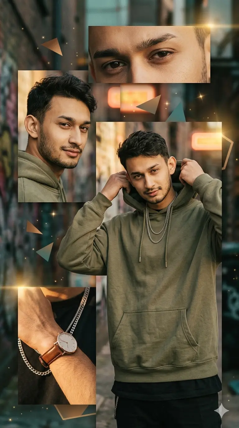 Gemini Man Photo Prompt 4 Panels Style