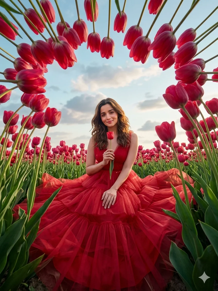 Sitting with Dress Flowing