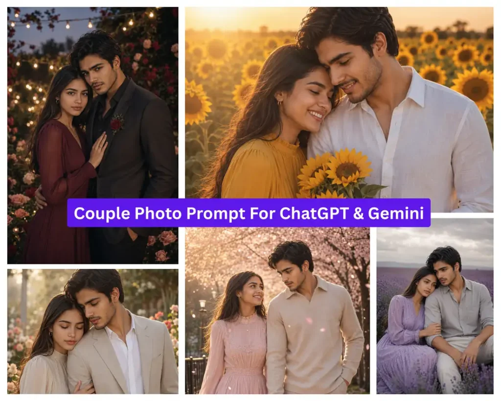 Trending Gemini & ChatGPT Couple Photo Prompt: Romantic Floral Portraits