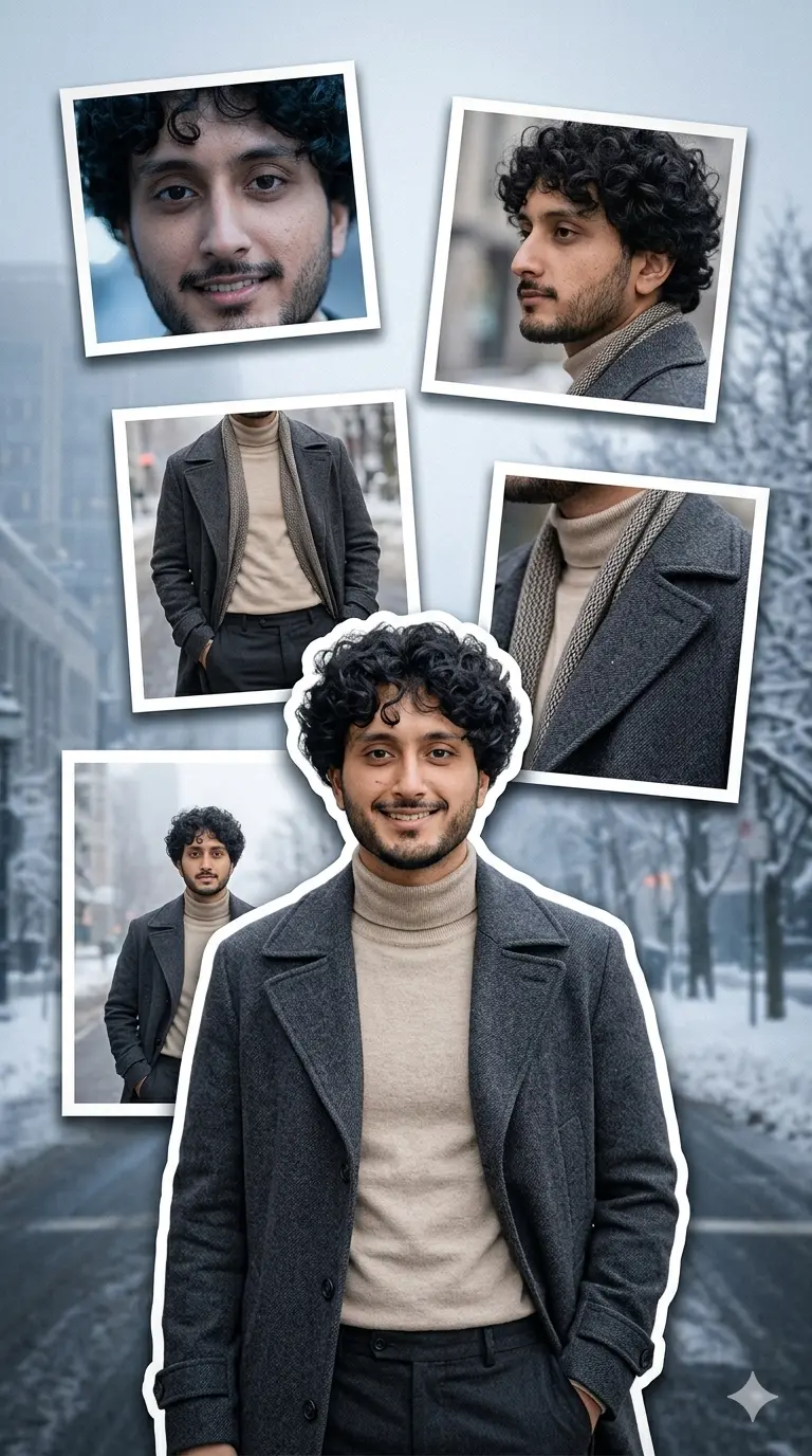 Winter Layered Cutout Collage Gemini Photo Prompt for Boys