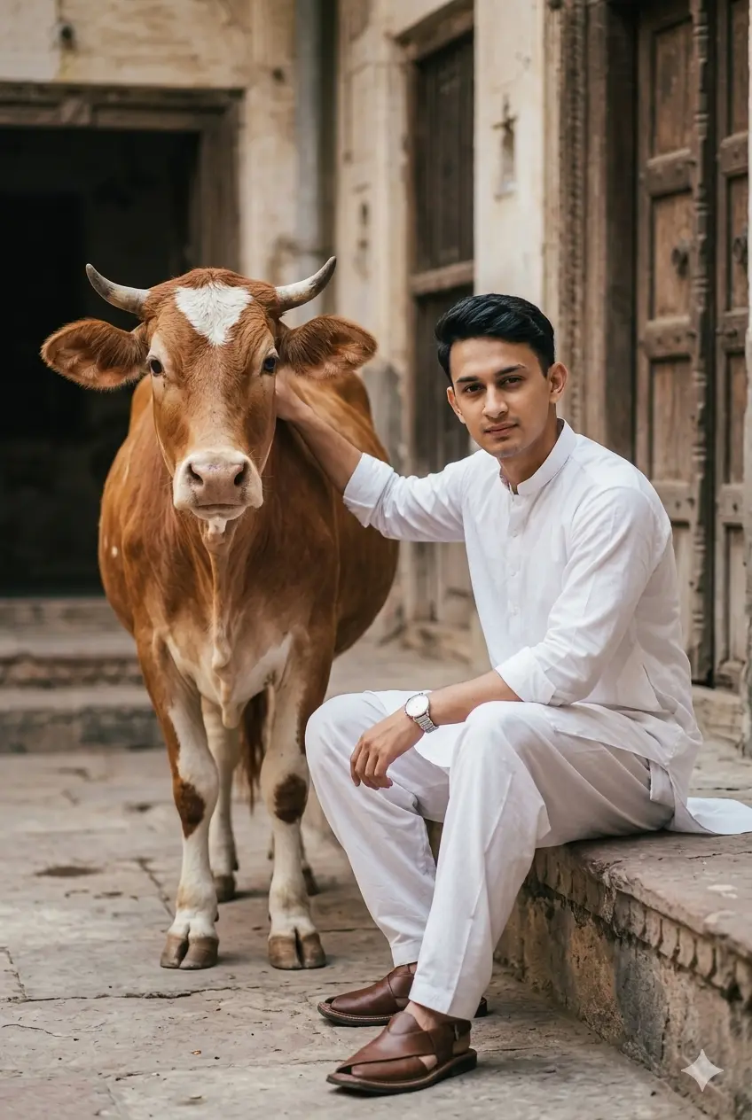 Eid Ul Adha Boy With Animal Haveli Portrait Haveli Morning