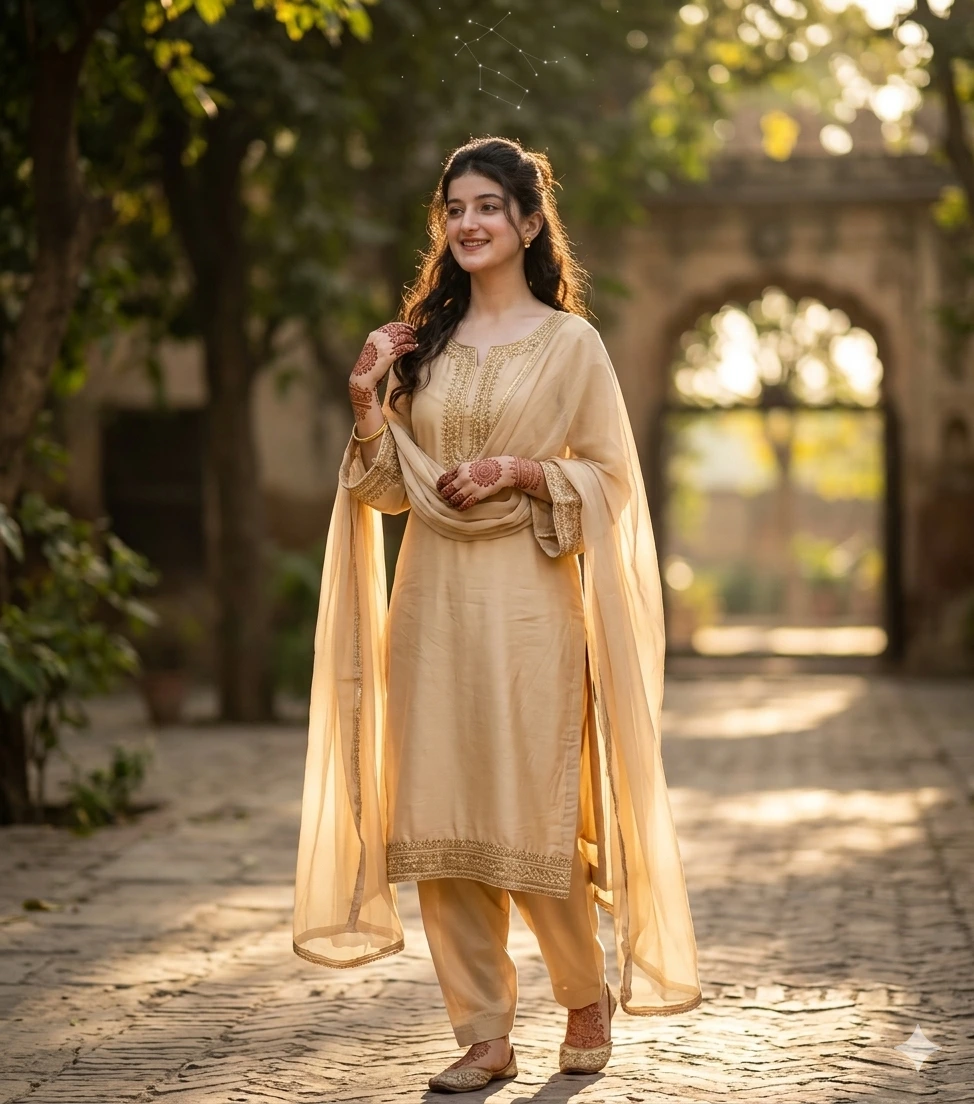 Flowing Dupatta, Looking Sideways