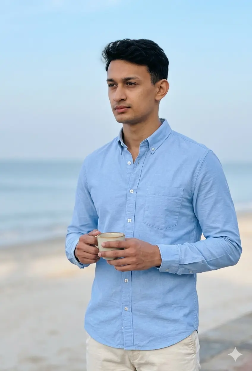 Coffee Cup Beach Morning — Simple Candid Shot