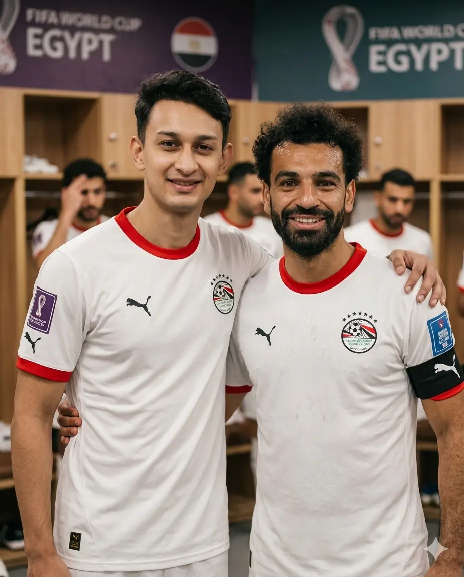 Photo with Mohamed Salah in Egypt Dressing Room
