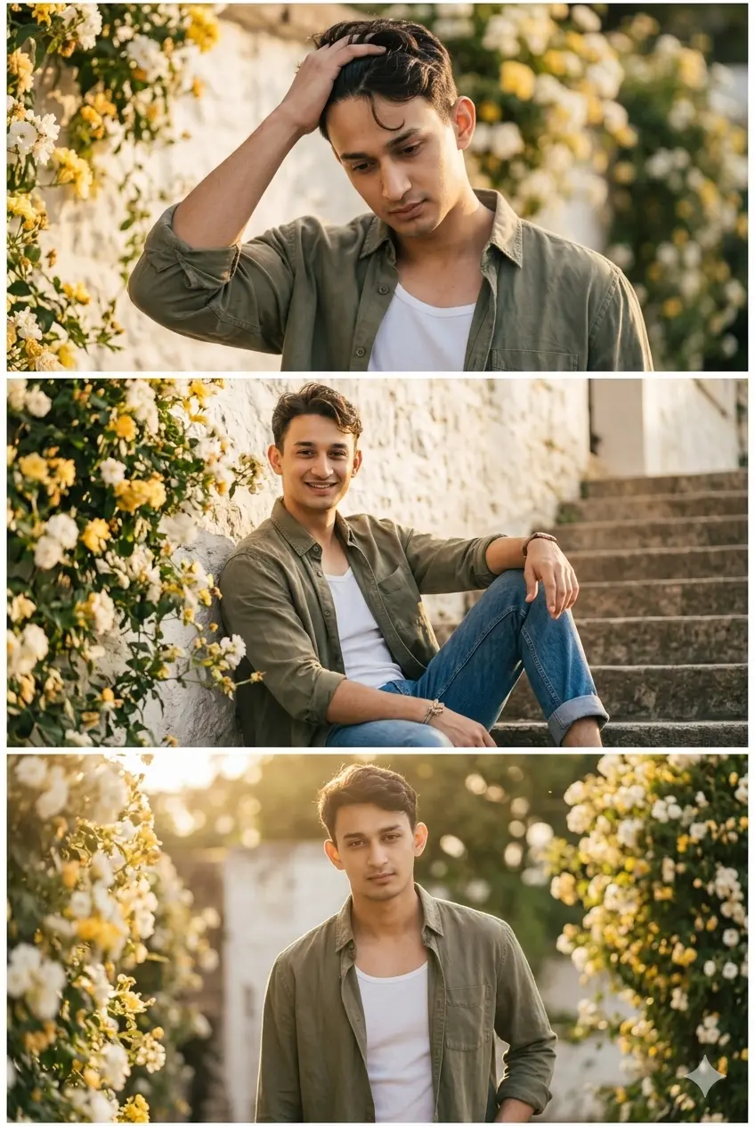 Golden Hour Floral Stair Phot Collage