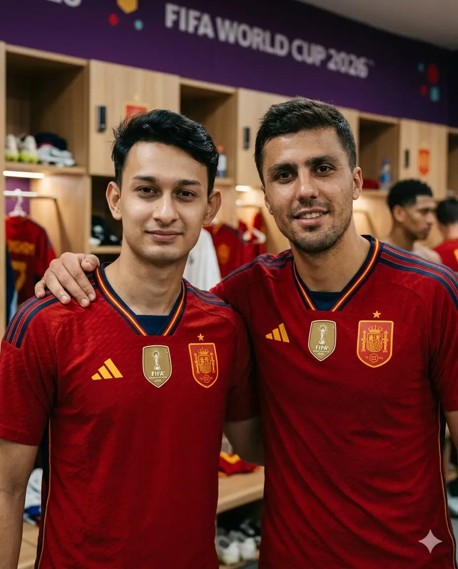 Photo with Rodri in Spain Dressing Room
