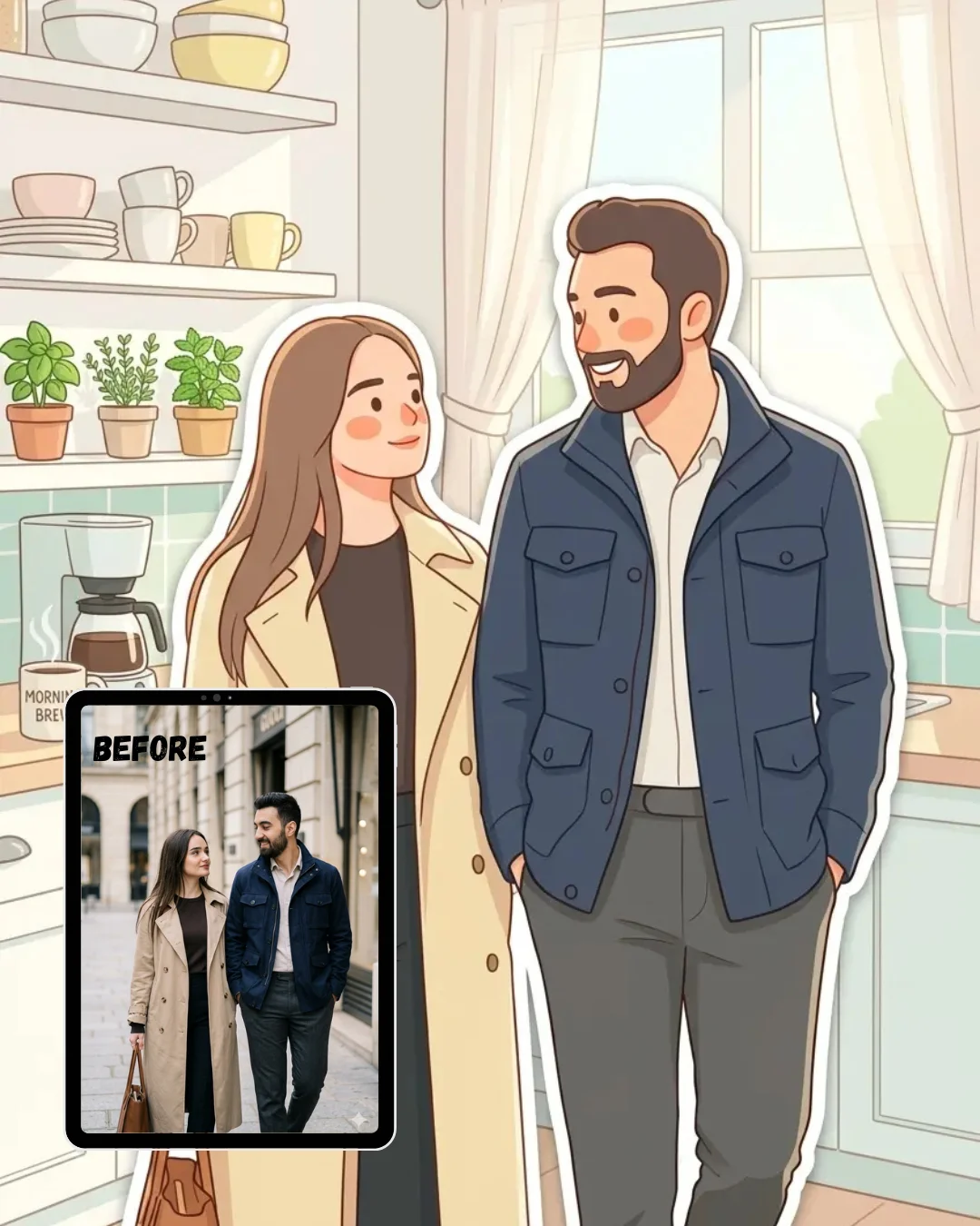 Fresh Morning Kitchen Sticker Portrait