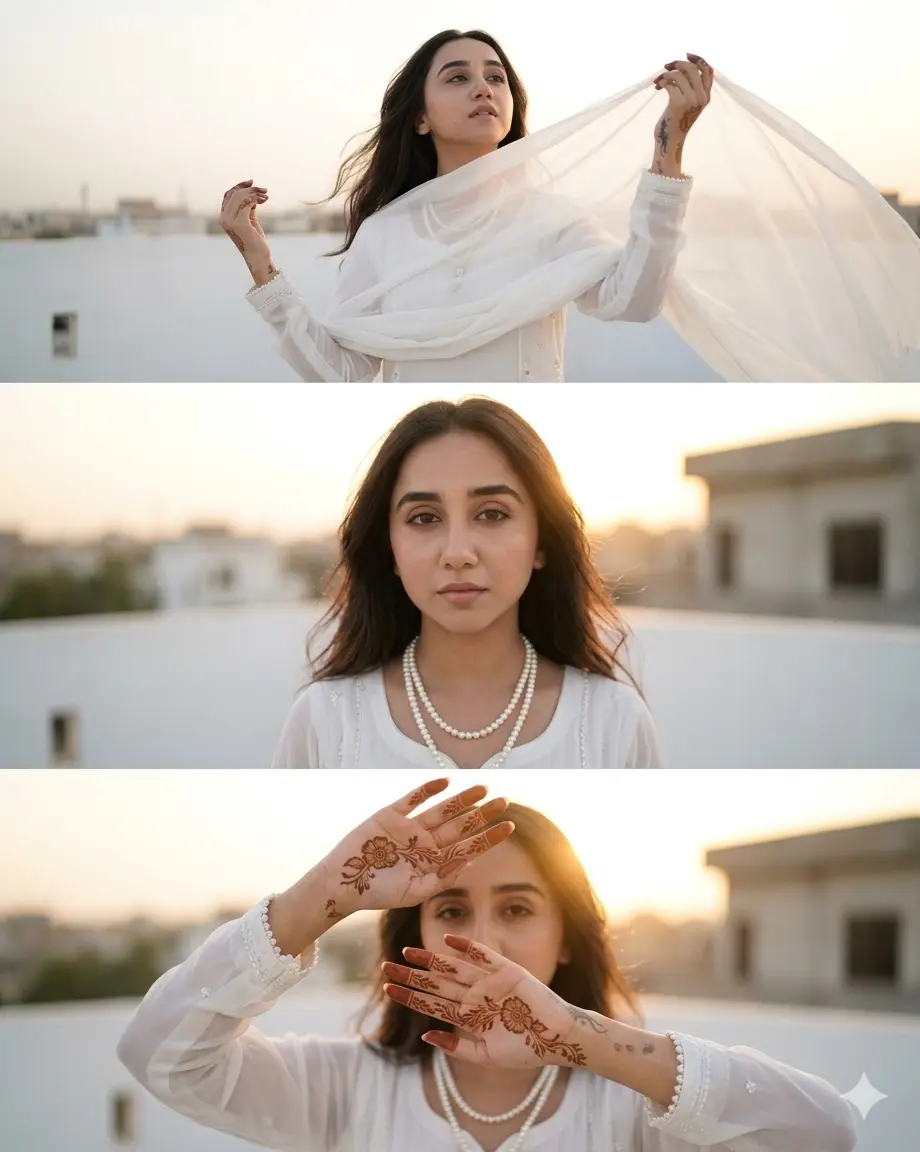 Gemini AI Girl Collage Prompt Pure White Luxury Eid Editorial Pure White Luxury Editorial