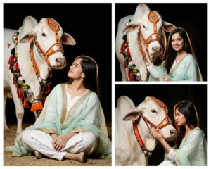 Gemini AI Girl Eid ul Adha Photo Prompt with Animal : Cinematic Flash Portrait Pack