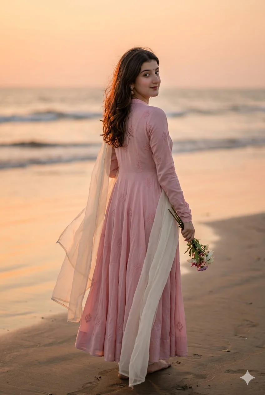Back Pose Beach Sunset