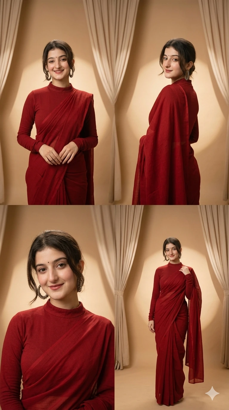 Gemini AI Girl Saree Prompt Retro Editorial Frames Prompt