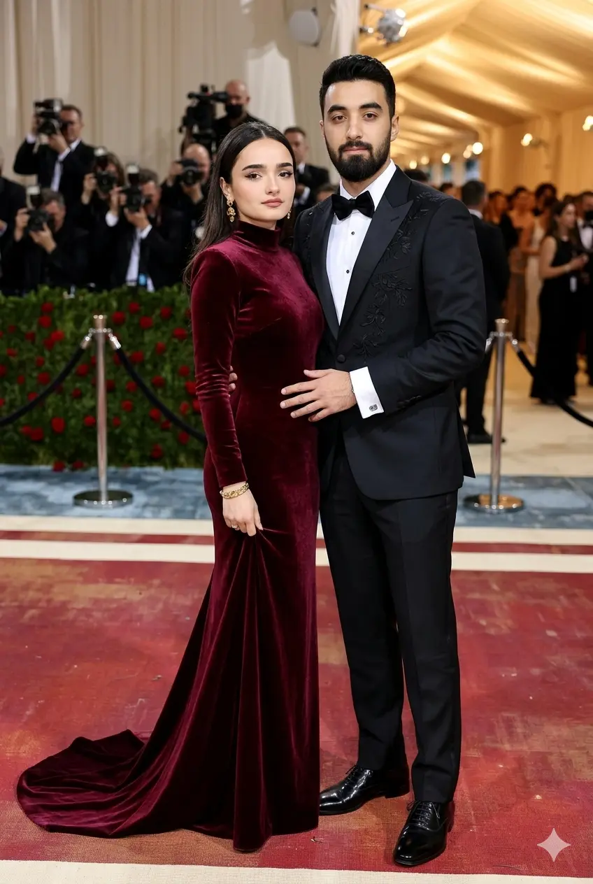 Burgundy Velvet & Classic Black Couple