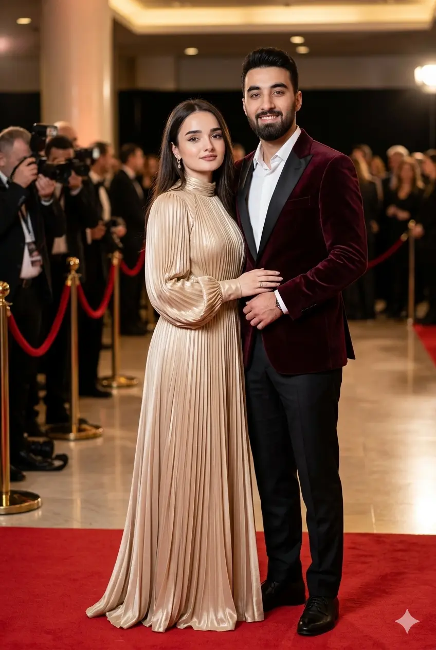 Gemini AI Met Gala Couple Prompt Champagne Gold And Burgundy Velvet