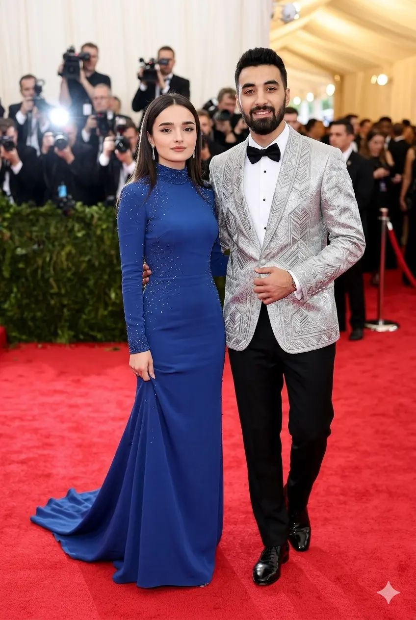Sapphire Blue & Silver Sequined Couple
