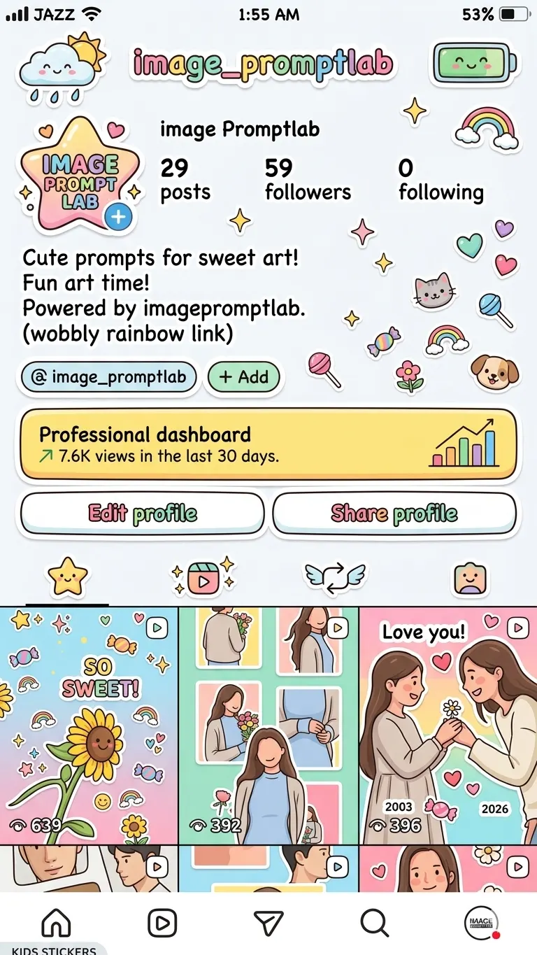 Gemini AI Prompt For cute cartoon sticker style illustration