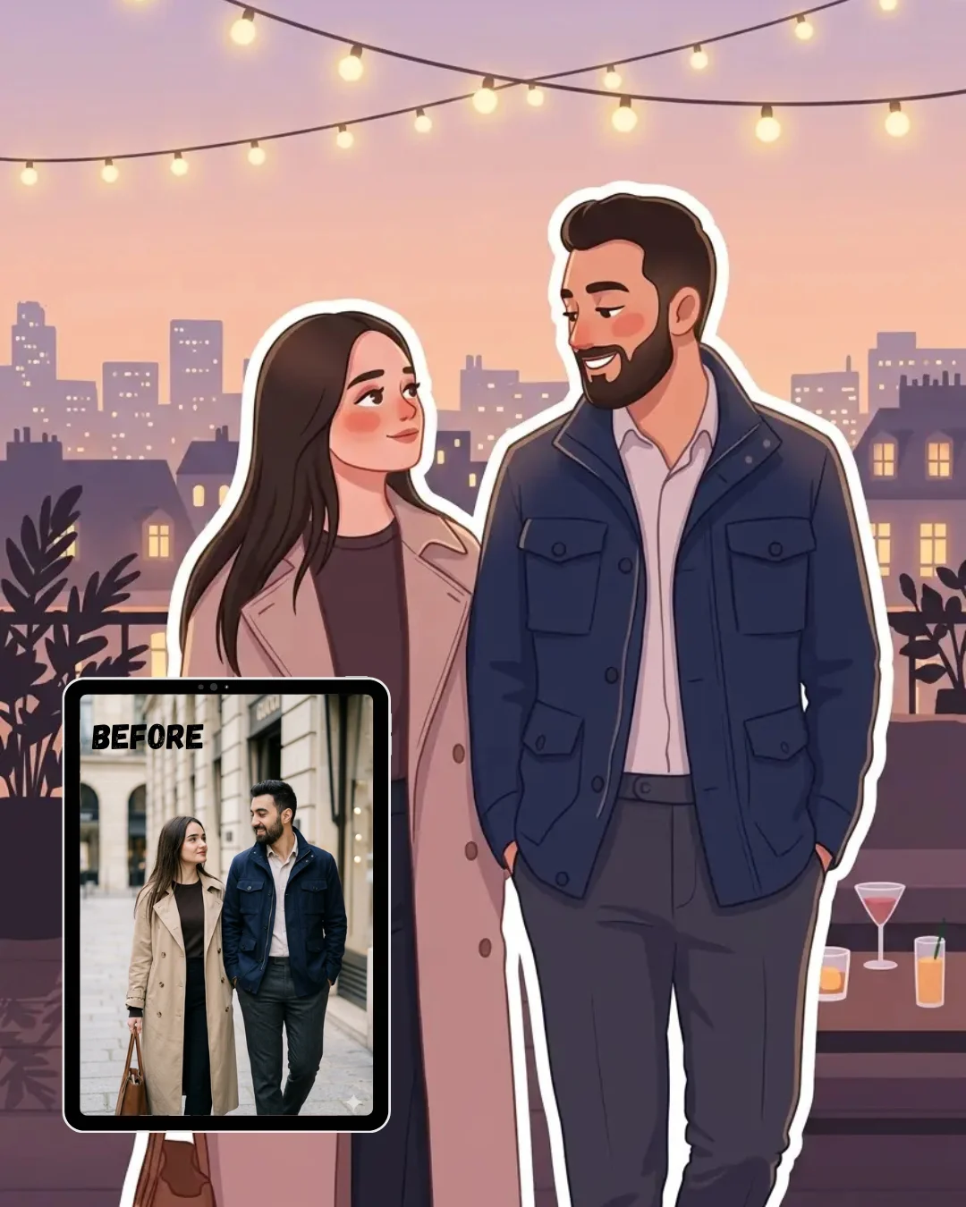 Rooftop Evening Sticker Portrait