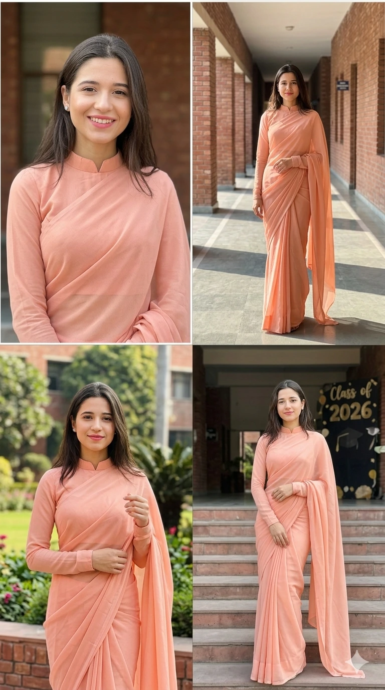 Gemini AI Saree Prompt For Girls Farewell Saree Collage