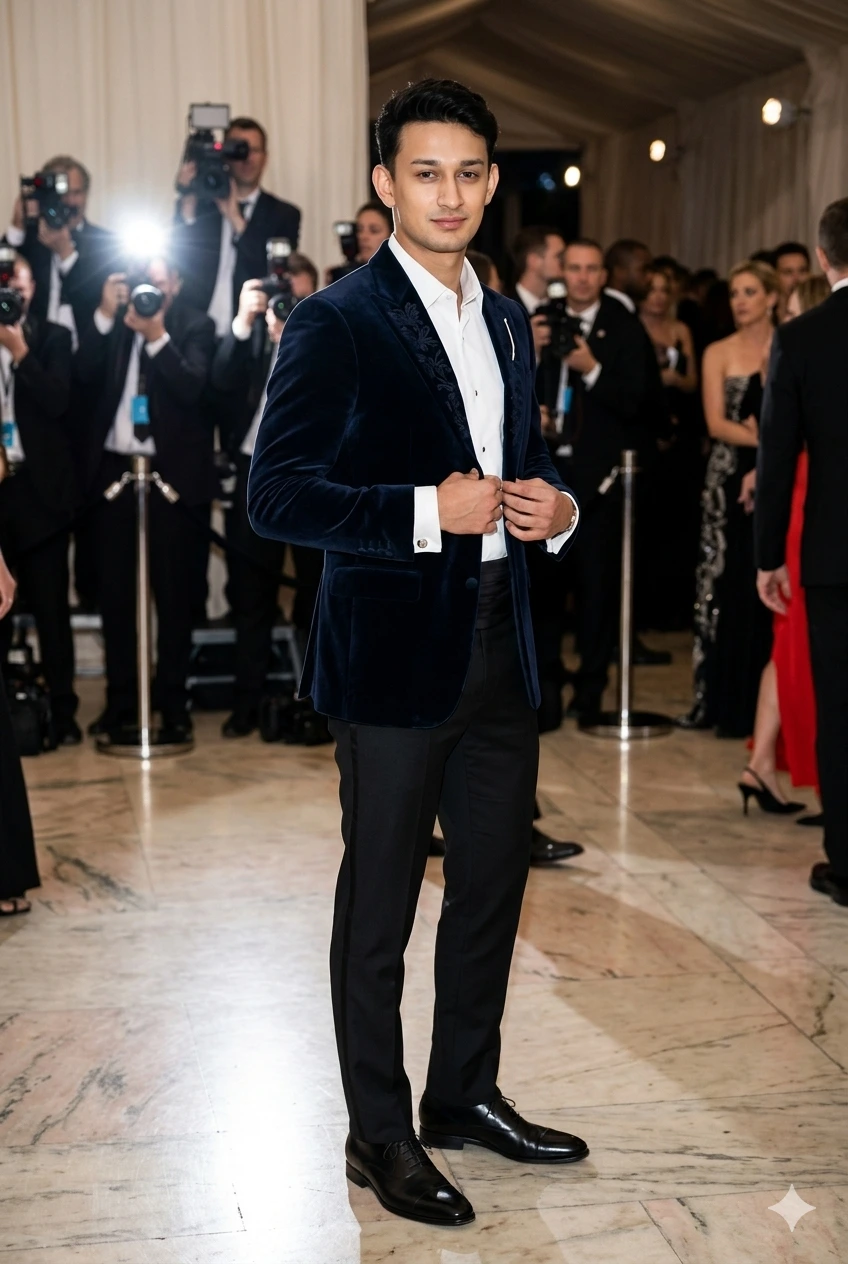 Navy Velvet Evening Suit