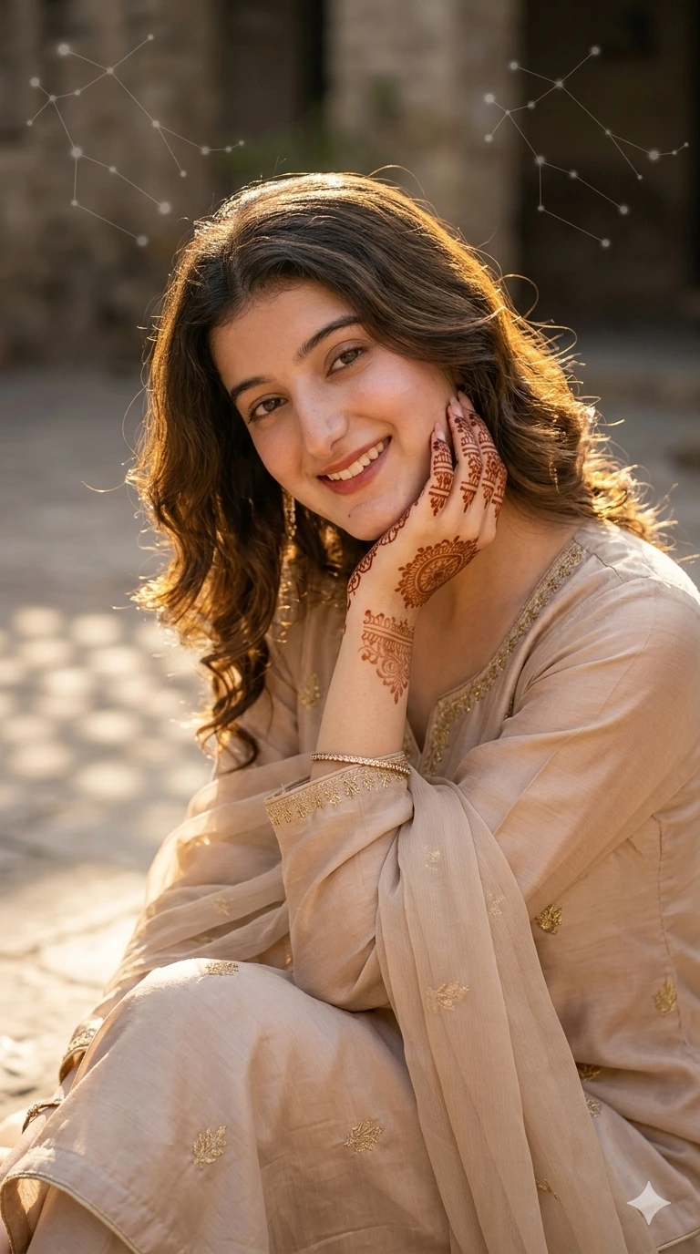 Gentle Smile with Hands on Face