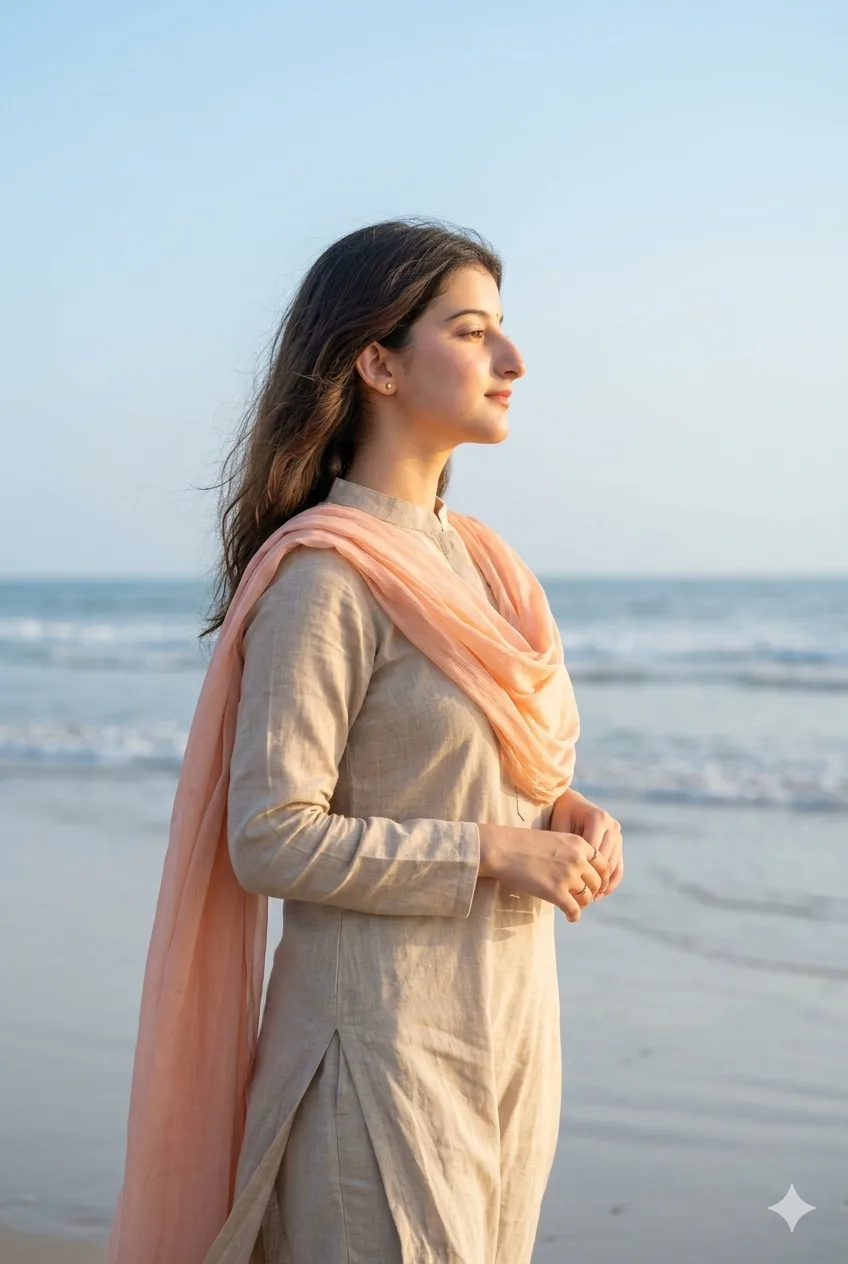 Side Profile Morning Light | Beige Kurta Set