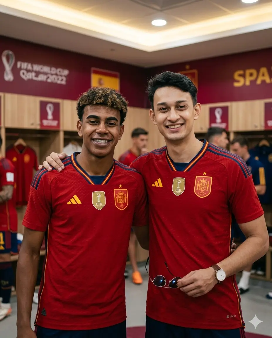 Photo with Lamine Yamal in Spain Dressing Room