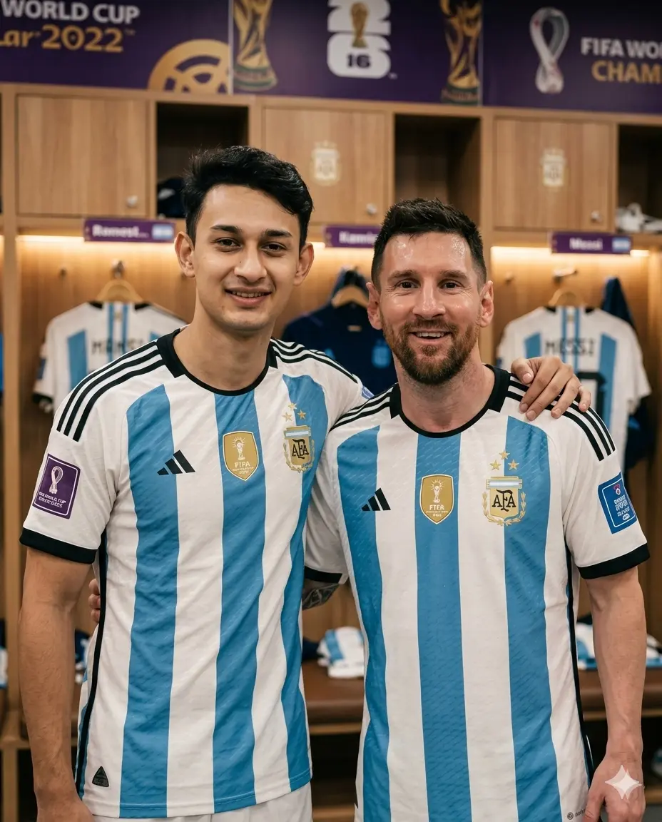 Photo with Lionel Messi in Argentina Dressing Room