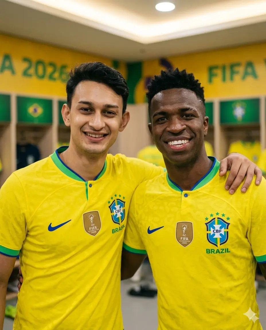 Photo with Vinicius Jr. in Brazil Dressing Room