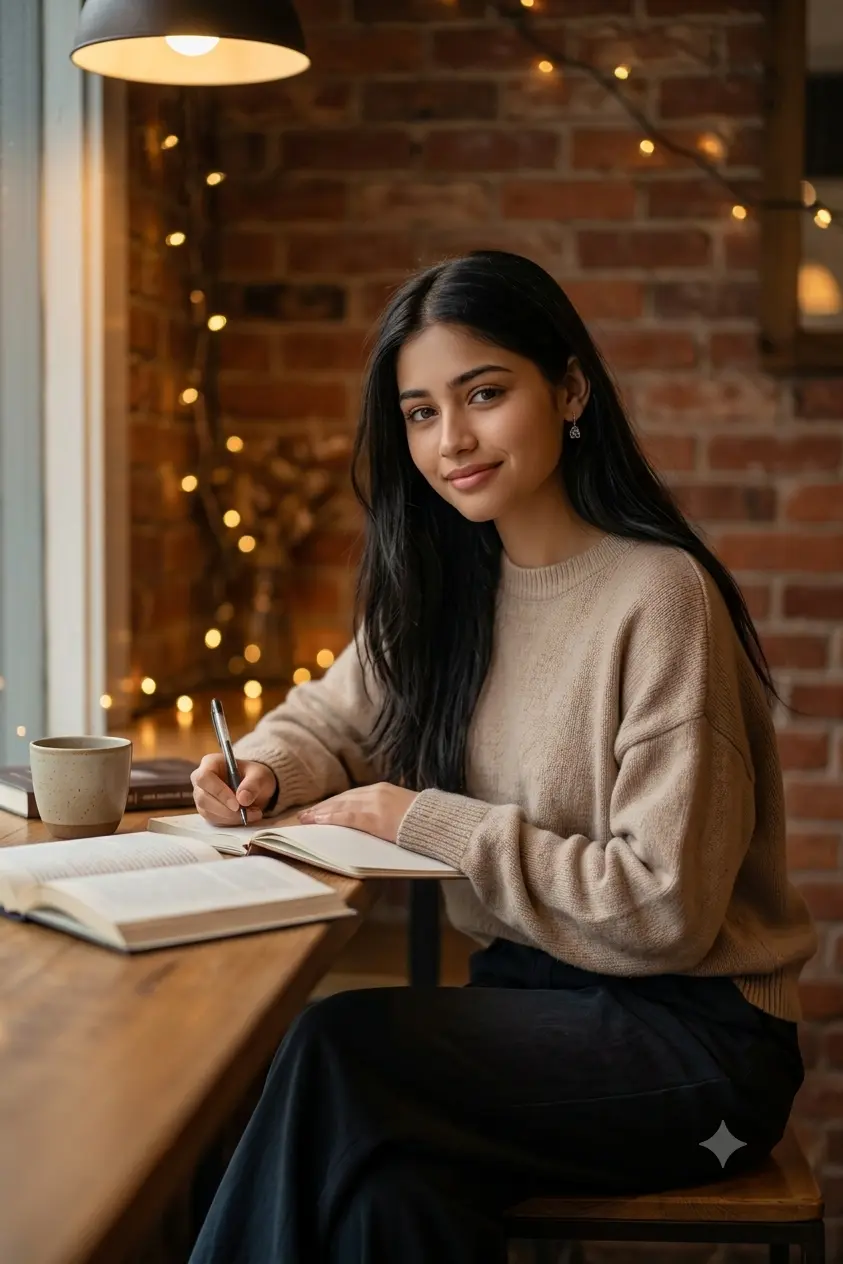 AI Cafe Study Aesthetic Photo Prompt - Cozy Warm Photography for Gemini and ChatGPT