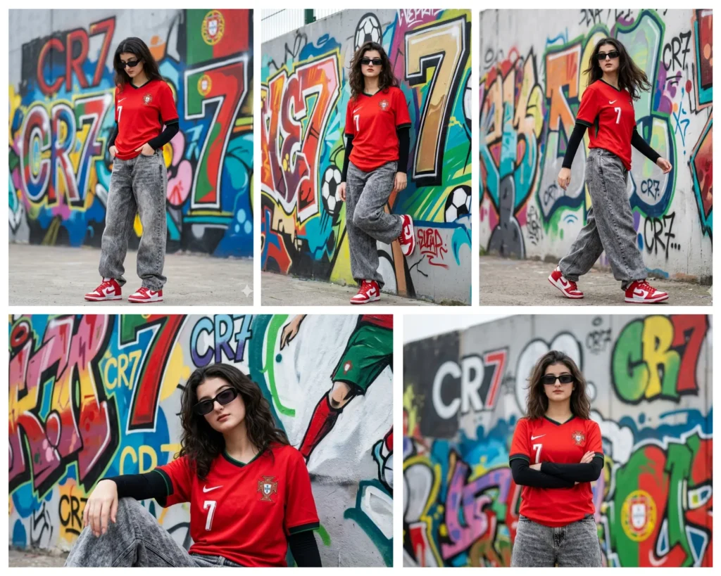 CR7 Jersey Girl AI Photo Prompt: 5 Gemini Prompts to Edit Your Photo as a Portugal Fan