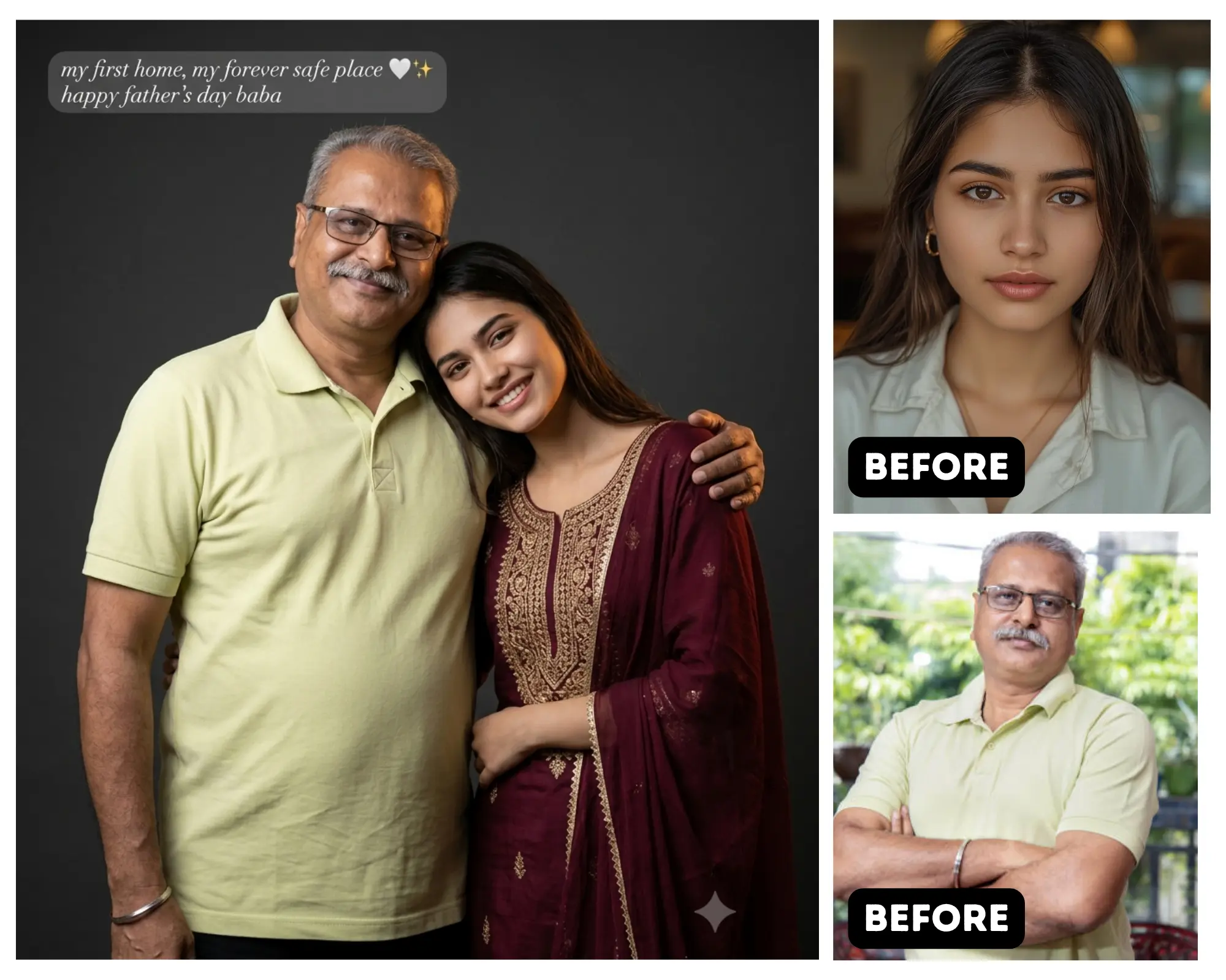 Father Daughter Studio Portrait Indian Desi Girl Father's Day Photo Prompt