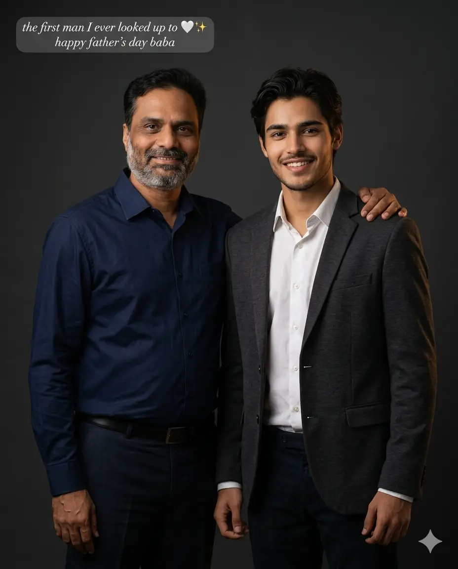 Father Son Studio Portrait Indian Boy Father's Day Photo Prompt