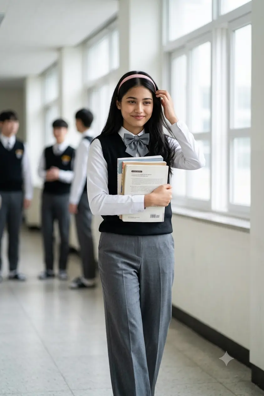 AI School Hallway Candid Photo Prompt - Korean Drama Aesthetic Photography
