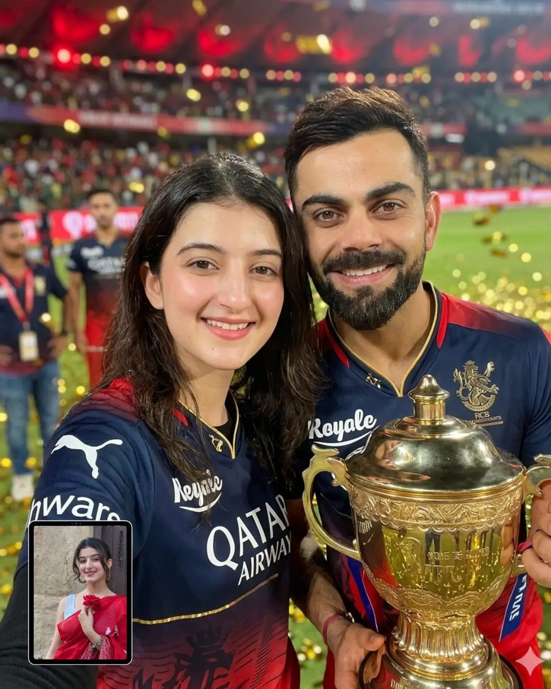 Selfie with Virat Kohli Holding the RCB Trophy