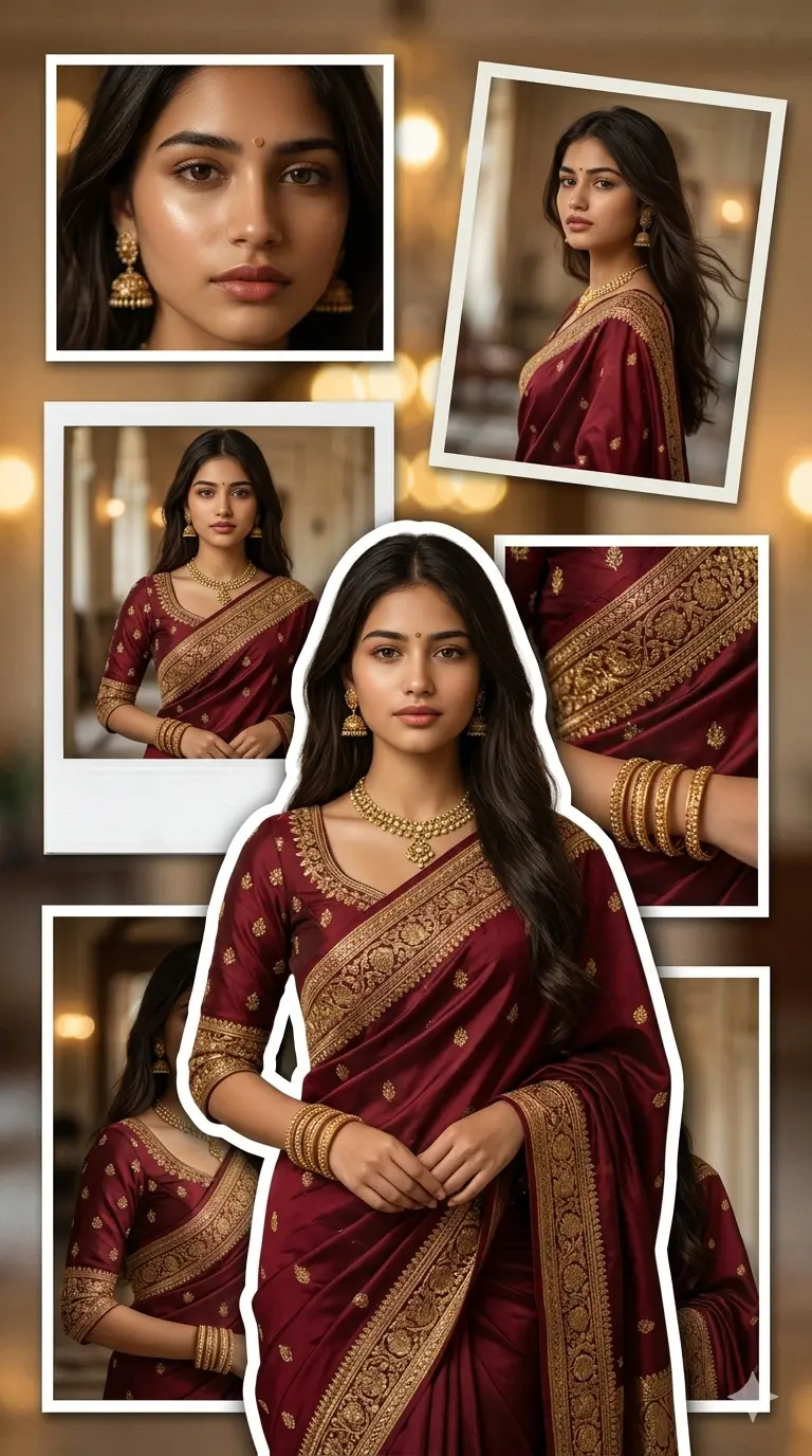 Gemini Girl Photo Prompt for Royal Saree Scrapbook Collage