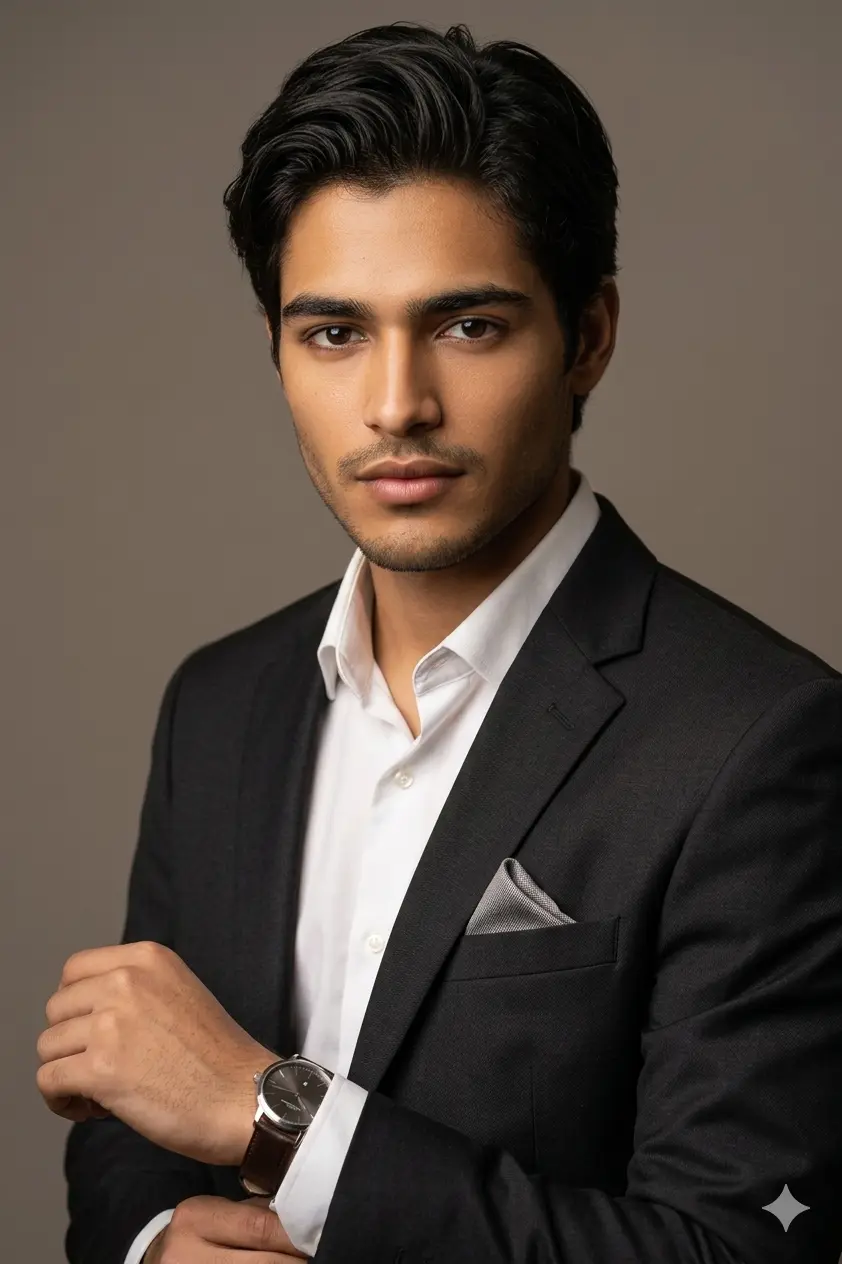 Professional Photo Prompt for LinkedIn: Dark Suit Headshot