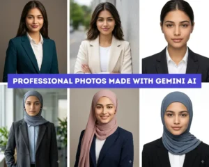 Professional photo prompts for girls LinkedIn, resume and corporate portraits using Gemini AI