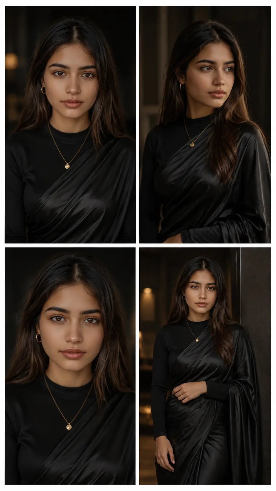Prompt 2: ChatGPT Black Saree Photo Prompt Collage