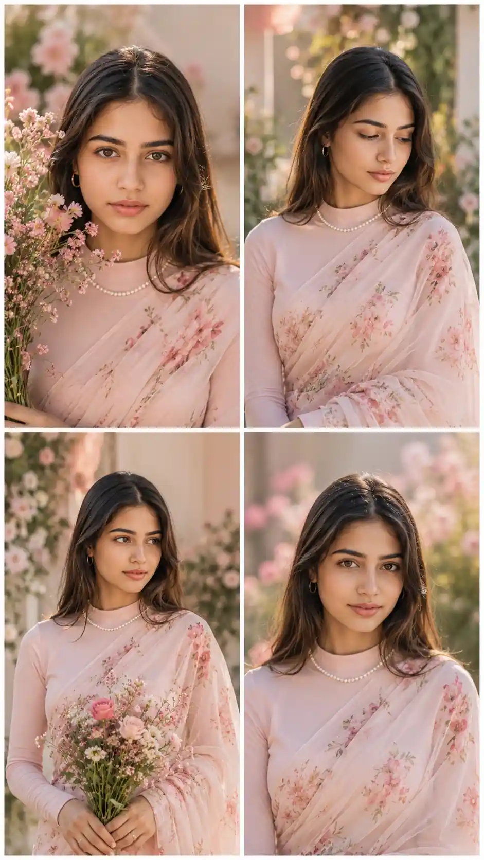 Prompt 4: ChatGPT Pink Saree Photo Prompt Collage