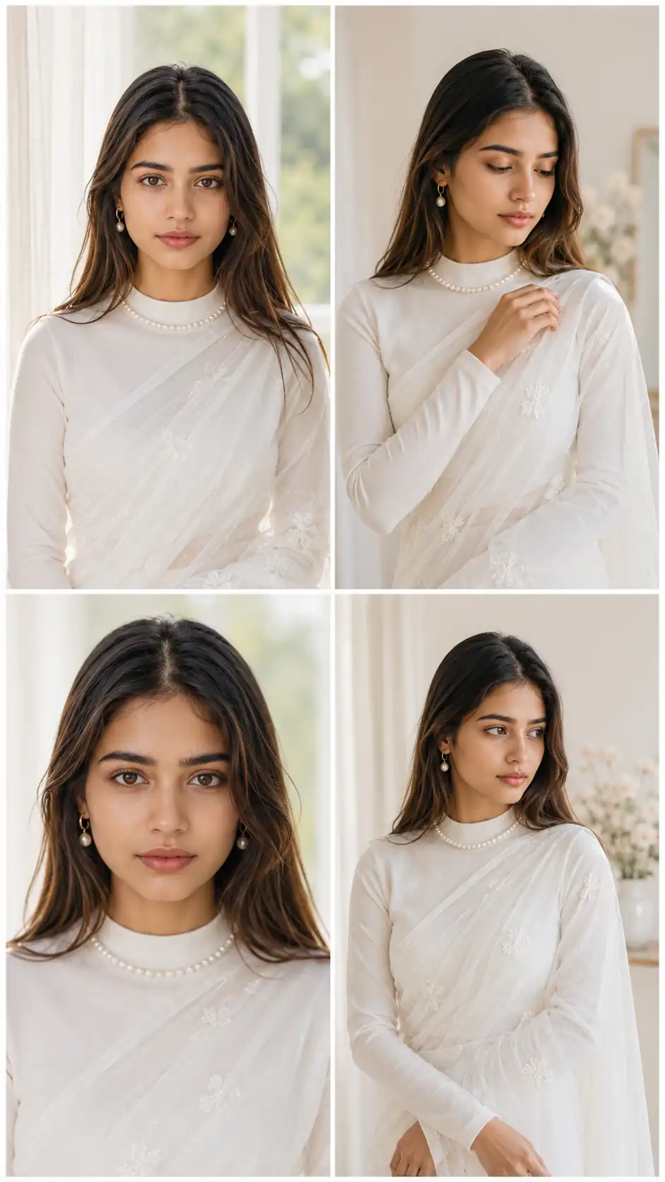 Prompt 1: ChatGPT White Saree Photo Prompt Collage