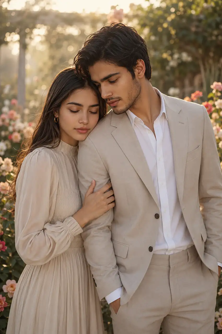 Prompt 1: Couple Photo Prompt for Blooming Garden Sunrise Portraits