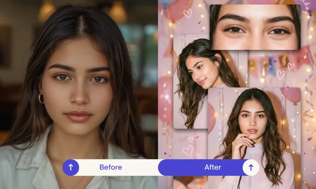 Gemini AI Photo Prompt Before After Result Birthday Photo Prompt For Girls